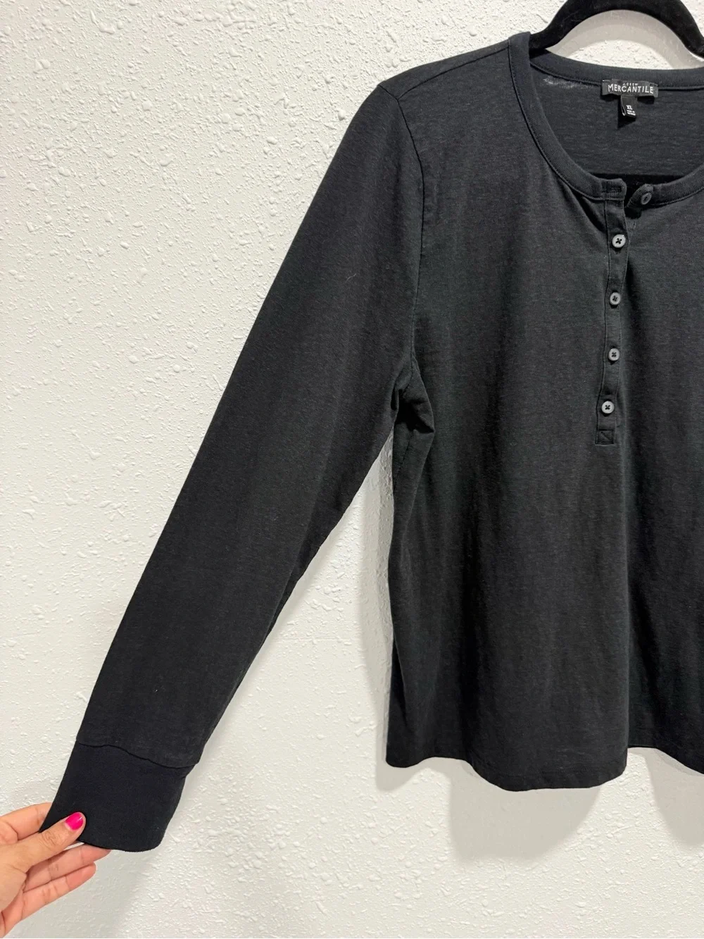 J. Crew Black Henley Long-Sleeve & White Black Striped Tee Duo XL